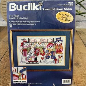 Bucilla 83699 LET IT SNOW Merry Christmas Holiday Counted Cross Stitch Kit New